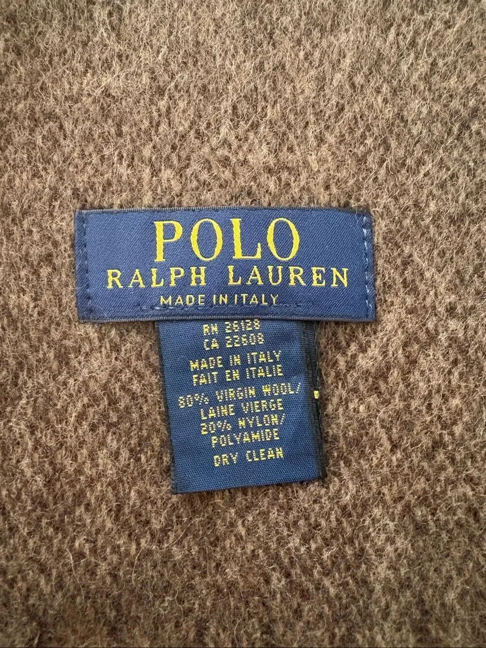 Polo Ralph Lauren Plaid Scarf Brown Made in Italy Wool Blend